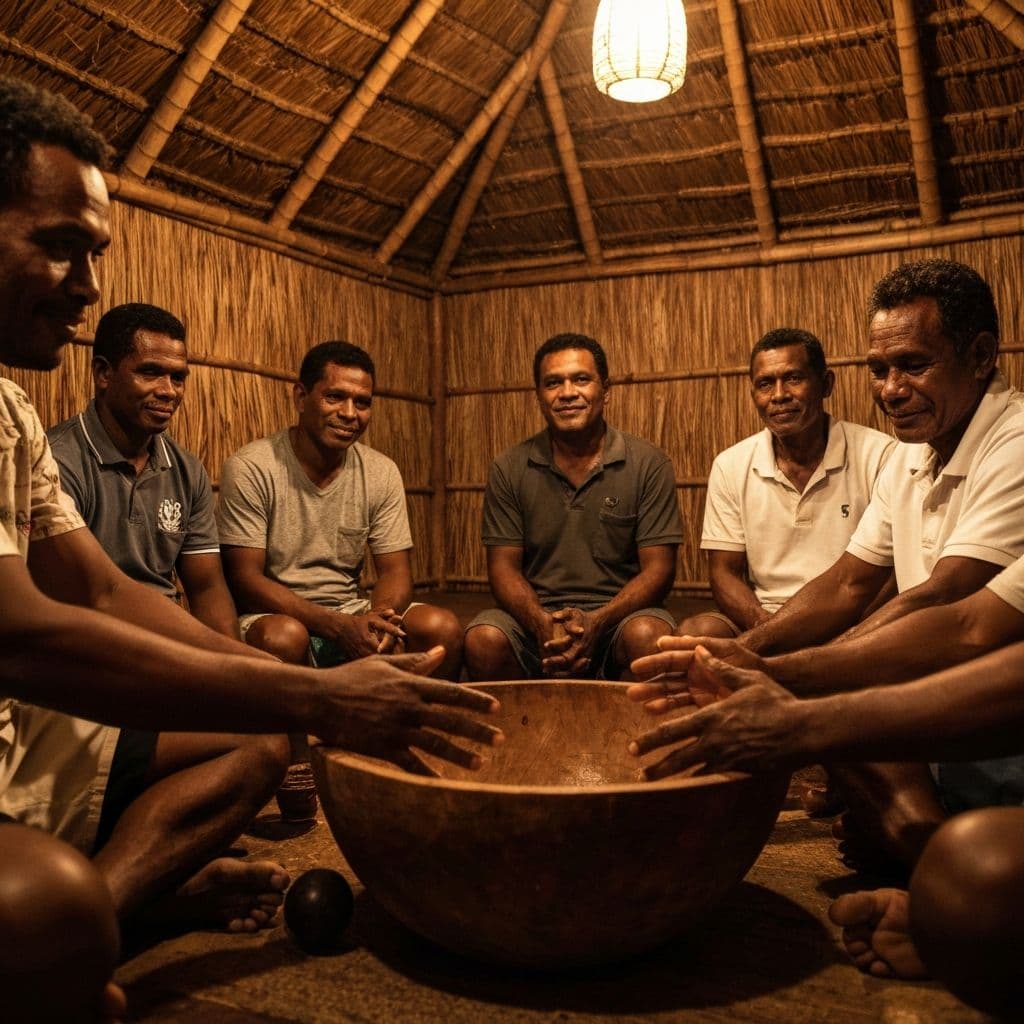 A communal kava ceremony in Vanuatu — the shared social ritual underpinning kava's fit with the alcohol-alternative category